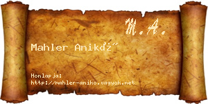 Mahler Anikó névjegykártya