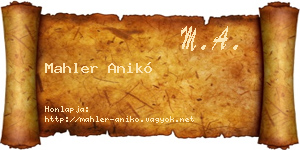 Mahler Anikó névjegykártya
